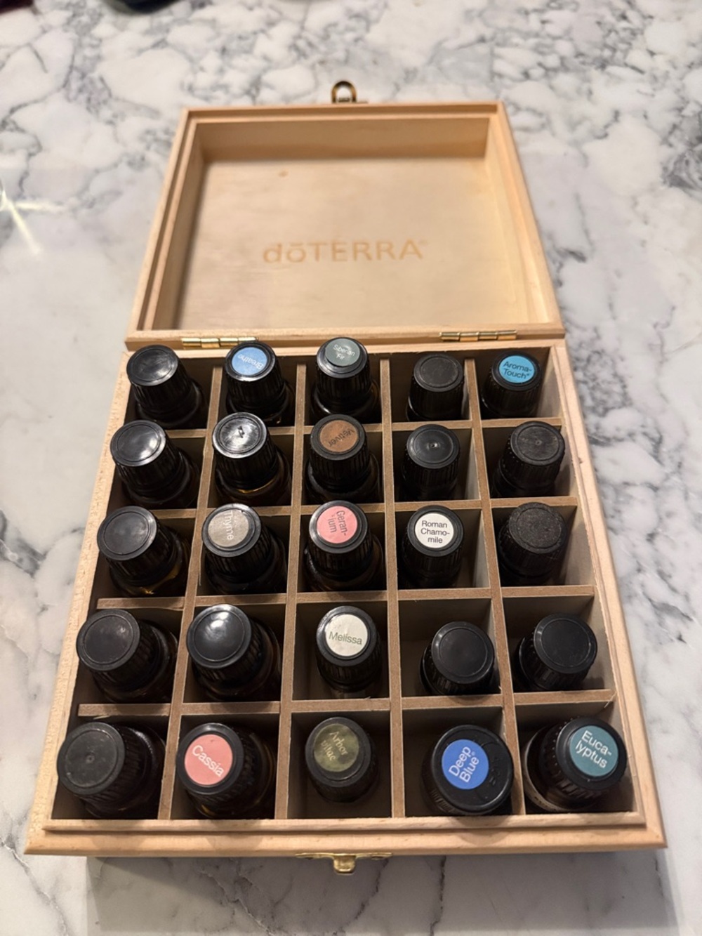 Doterra Natural Wood Essential Oil Organizer in Light Brown lot of 24 Doterra +